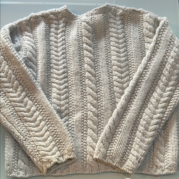 J. Crew Light Gray Cable THICK wool cable Knit Cardigan - Picture 7 of 8